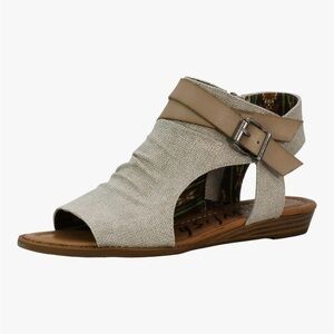 Blowfish Cream and Brown Sandals with Ankle Strap